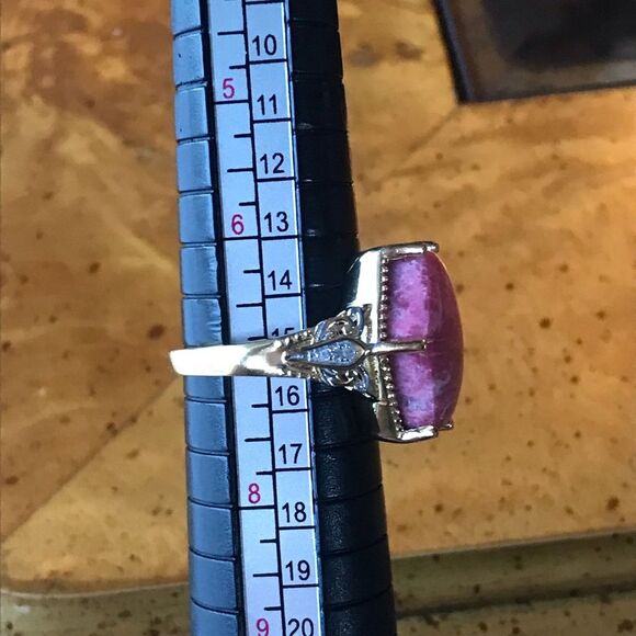 Art Deco Norwegian Thulite Sterling Silver Ring Size 7 - Picture 4 of 10